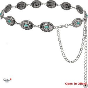 Metal Concho Chain Belt Western Cowgirl Waist Chain for Dresses